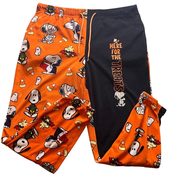 Snoopy Halloween Pajama Pants Womens Medium AOP Color‎ Block Ghosts Mummy - Picture 1 of 10